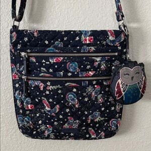 Vera Bradley Dark Blue Winter Holiday Owl Pattern Crossbody Bag